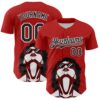 Custom Red Black-White 3D Nikita Fraser Glasses Authentic Baseball Jersey