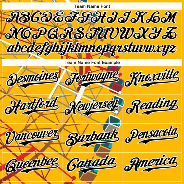 Custom Gold Black-White 3D Nikita Fraser Ferris Wheel Authentic Baseball Jersey