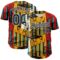 Custom Gold Black Red-White 3D Nikita Fraser Staircase Ny Authentic Baseball Jersey