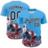 Custom Sky Blue Black-White 3D Nikita Fraser Ocean Drive Authentic Baseball Jersey