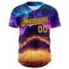 Custom Blue Gold-Black 3D Syntetyc Everstor Authentic Baseball Jersey
