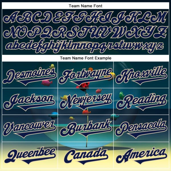 Custom Blue Navy-City Cream 3D Marcel Caram The Round Aquarium Blue Version Authentic Baseball Jersey