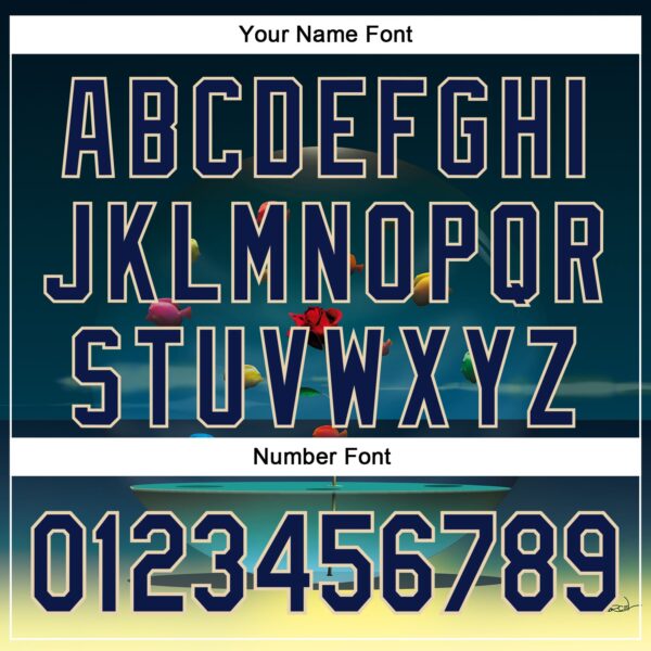 Custom Blue Navy-City Cream 3D Marcel Caram The Round Aquarium Blue Version Authentic Baseball Jersey