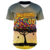 Custom Blue Neon Yellow-Red 3D Marcel Caram Balloon Tree Authentic Baseball Jersey