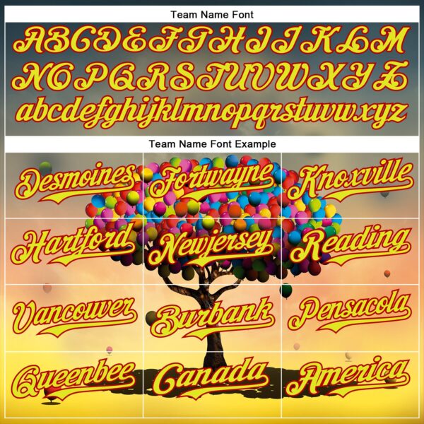 Custom Blue Neon Yellow-Red 3D Marcel Caram Balloon Tree Authentic Baseball Jersey