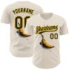 Custom Cream Black-Yellow 3D Marcel Caram Bananas Reinterpretation Authentic Baseball Jersey