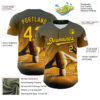 Custom Blue Yellow-Black 3D Marcel Caram Thinking Head Authentic Baseball Jersey