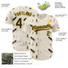 Custom Cream Black-Yellow 3D Marcel Caram Thinking Head Authentic Baseball Jersey