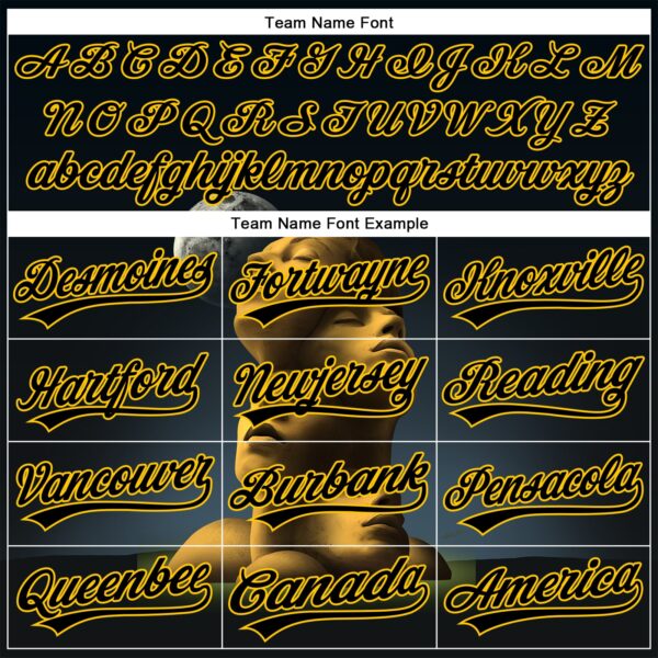 Custom Navy Black-Yellow 3D Marcel Caram Composition With Head Authentic Baseball Jersey