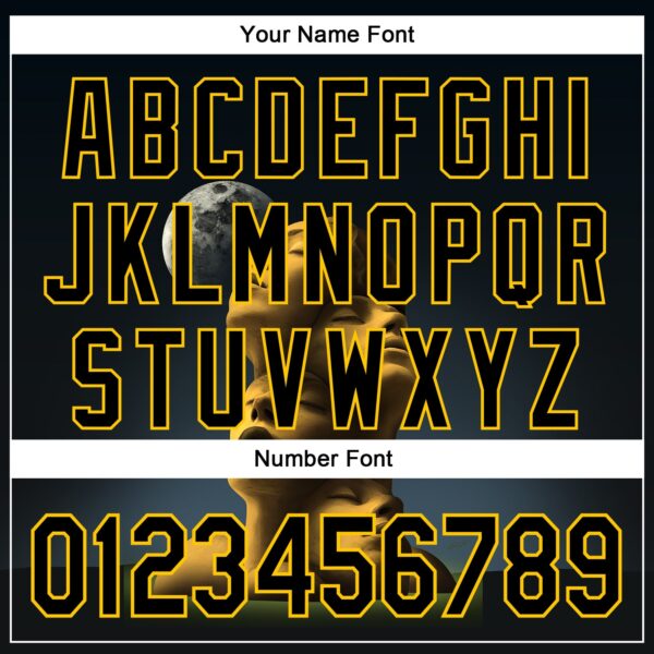 Custom Navy Black-Yellow 3D Marcel Caram Composition With Head Authentic Baseball Jersey