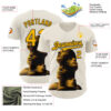 Custom Cream Gold-Black 3D Marcel Caram Composition With Head Authentic Baseball Jersey