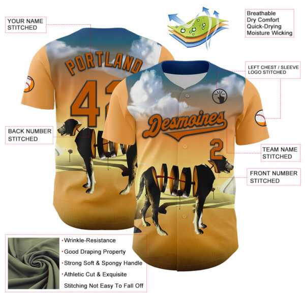 Custom Orange Texas Orange-Black 3D Marcel Caram Drina Authentic Baseball Jersey