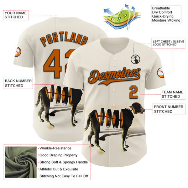 Custom Cream Texas Orange-Black 3D Marcel Caram Drina Authentic Baseball Jersey