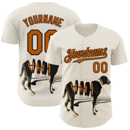 Custom Cream Texas Orange-Black 3D Marcel Caram Drina Authentic Baseball Jersey