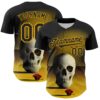 Custom Black Gold 3D Marcel Caram The Skull Authentic Baseball Jersey