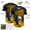 Custom Black Gold 3D Marcel Caram The Skull Authentic Baseball Jersey