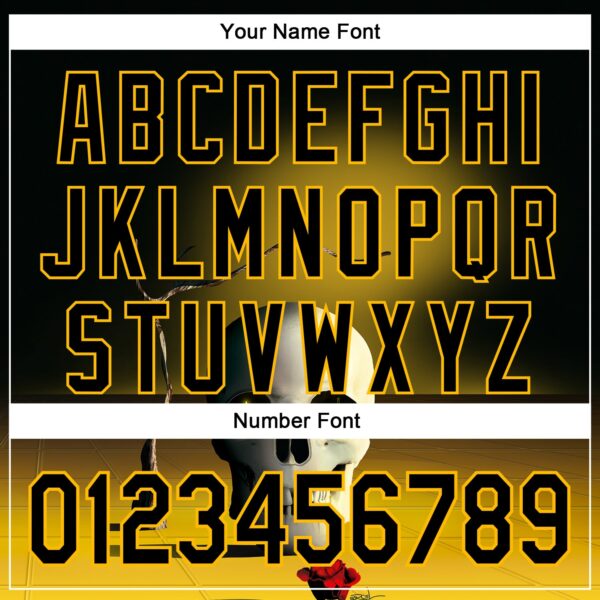 Custom Black Gold 3D Marcel Caram The Skull Authentic Baseball Jersey