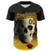Custom Black Gold 3D Marcel Caram The Skull Authentic Baseball Jersey