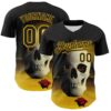 Custom Black Gold 3D Marcel Caram The Skull Authentic Baseball Jersey