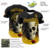 Custom Black Gold 3D Marcel Caram The Skull Authentic Baseball Jersey