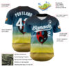 Custom Blue White Yellow-Shadow Blue 3D Marcel Caram Leaked Ballon Authentic Baseball Jersey