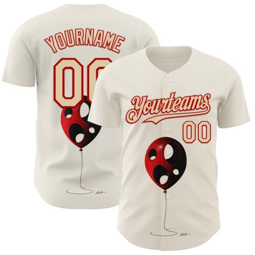 Artist0047 Custom Cream City Cream-Red 3D Marcel Caram Leaked Ballon Authentic Baseball Jersey