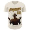 Custom Cream Old Gold-Brown 3D Marcel Caram Echoes Of The Heart Authentic Baseball Jersey