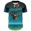 Custom Blue Kelly Green-Light Blue 3D Marcel Caram Allegory With Hand Authentic Baseball Jersey