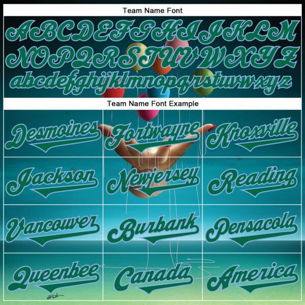 Custom Blue Kelly Green-Light Blue 3D Marcel Caram Allegory With Hand Authentic Baseball Jersey