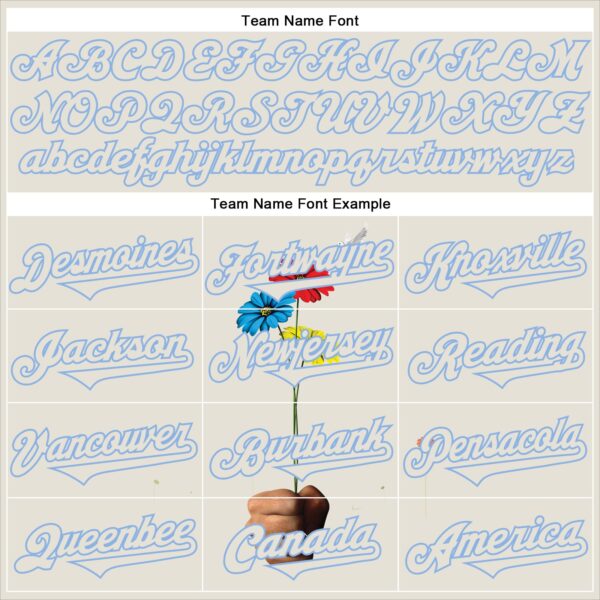 Custom Cream Light Blue 3D Marcel Caram Three Daisies Authentic Baseball Jersey