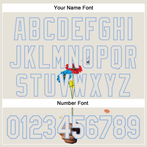 Custom Cream Light Blue 3D Marcel Caram Three Daisies Authentic Baseball Jersey