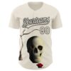 Custom Cream Black 3D Marcel Caram The Skull Authentic Baseball Jersey