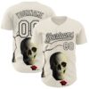 Custom Cream Black 3D Marcel Caram The Skull Authentic Baseball Jersey