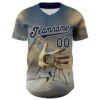 Custom Blue Navy-Cream 3D Marcel Caram The Barbs And The Hand Authentic Baseball Jersey