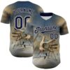 Custom Blue Navy-Cream 3D Marcel Caram The Barbs And The Hand Authentic Baseball Jersey