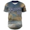 Custom Blue Gray-Navy 3D Marcel Caram The Barbs And The Hand Authentic Baseball Jersey
