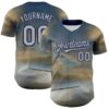 Custom Blue Gray-Navy 3D Marcel Caram The Barbs And The Hand Authentic Baseball Jersey