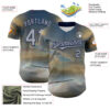 Custom Blue Gray-Navy 3D Marcel Caram The Barbs And The Hand Authentic Baseball Jersey