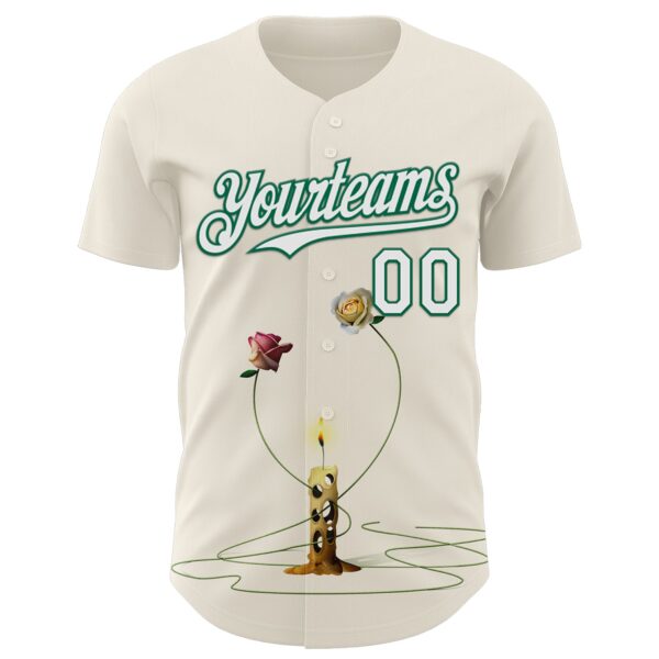 Custom Cream White-Kelly Green 3D Marcel Caram The Dance Of The Roses Authentic Baseball Jersey