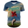 Custom Blue Kelly Green-White 3D Marcel Caram Red Weathervane Authentic Baseball Jersey