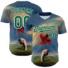 Custom Blue Kelly Green-White 3D Marcel Caram Red Weathervane Authentic Baseball Jersey