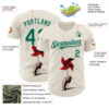 Custom Cream Kelly Green-White 3D Marcel Caram Red Weathervane Authentic Baseball Jersey