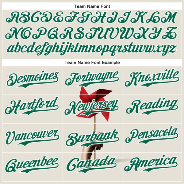 Custom Cream Kelly Green-White 3D Marcel Caram Red Weathervane Authentic Baseball Jersey