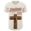 Custom Cream City Cream-Crimson 3D Marcel Caram The Man And The Cross Authentic Baseball Jersey