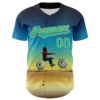 Custom Blue Lakes Blue-Yellow 3D Marcel Caram Man With Motorcycle Authentic Baseball Jersey