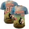 Custom Blue City Cream-Red 3D Marcel Caram The Clown Authentic Baseball Jersey