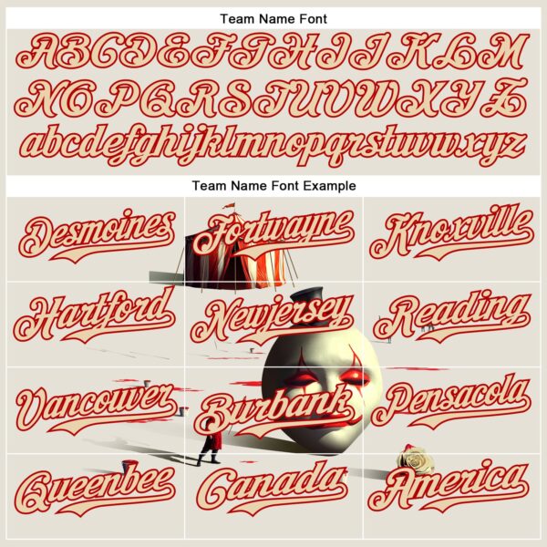 Custom Cream City Cream-Red 3D Marcel Caram The Clown Authentic Baseball Jersey