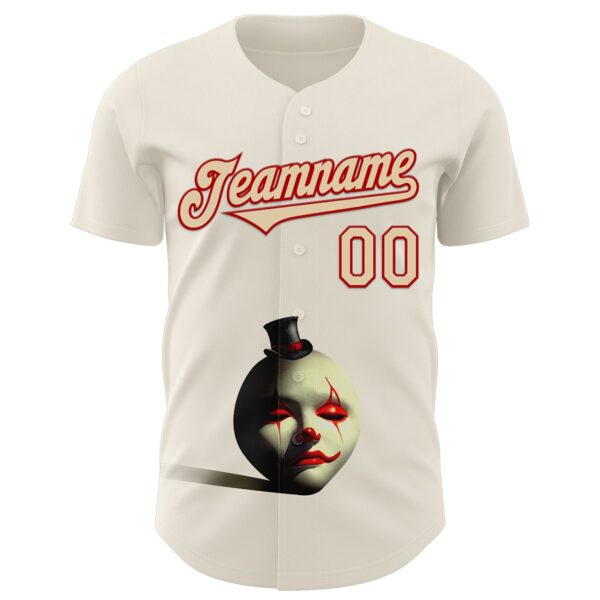 Custom Cream City Cream-Red 3D Marcel Caram The Clown Authentic Baseball Jersey