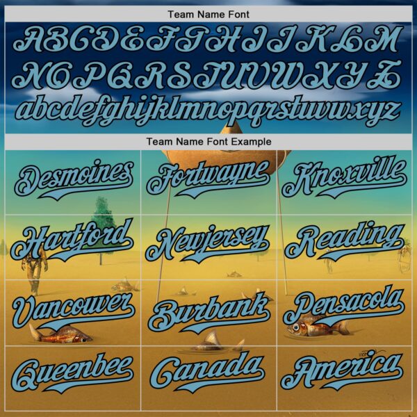 Custom Blue Shadow Blue Yellow-Black 3D Marcel Caram Metaphysical Scene With Little Boat Authentic Baseball Jersey