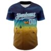 Custom Blue Shadow Blue Yellow-White 3D Marcel Caram Metaphysical Scene With Little Boat Authentic Baseball Jersey